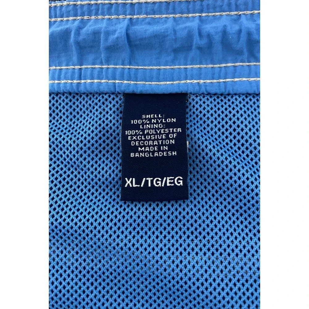 Chaps Mens Swim Trunks XL Navy‎ Blue Striped Cargo Pocket Nylon Board Shorts